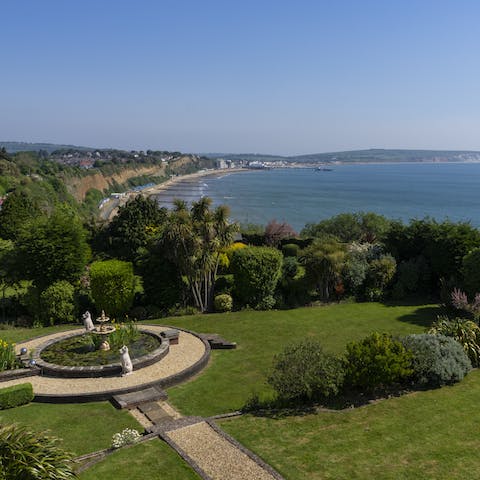 Find a spot in the estate to take in the exclusive manor views of the seaside 