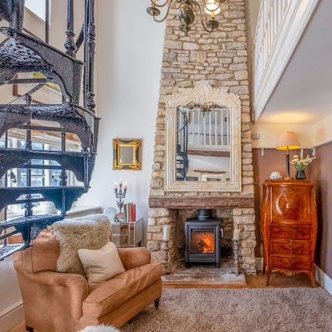 Cosy up by the wood burner stoves, after a day of discovering The Cotswolds 
