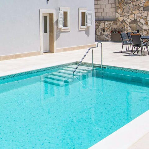 Go for a refreshing dip in the private swimming pool