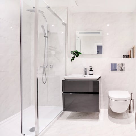 Relax and unwind under the rainfall shower