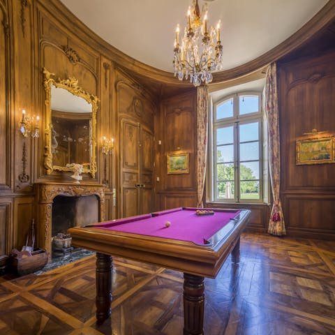 Practice your pool skills in the opulent games room