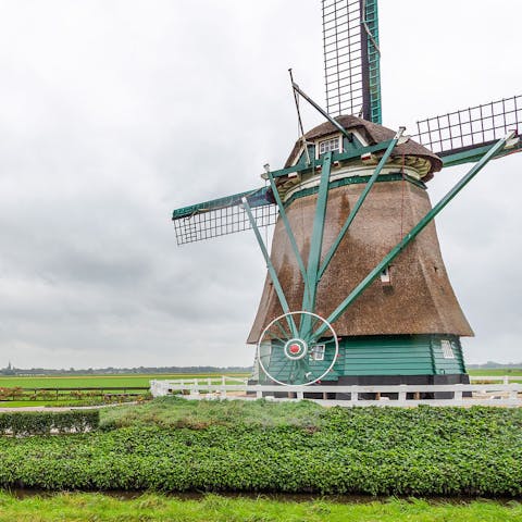 Stay right next door to a traditional Dutch windmill