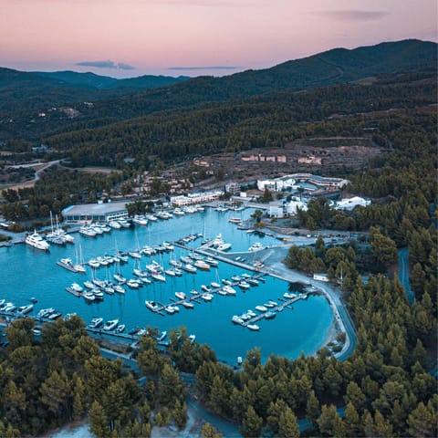 Drive an hour and twenty minutes to Sani Marina for a day trip by boat