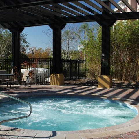 Alleviate any stresses in the tranquility of the hot tub