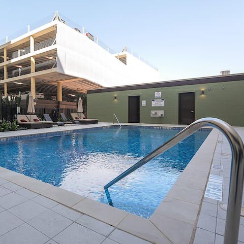 Cool off with a refreshing dip in the communal pool