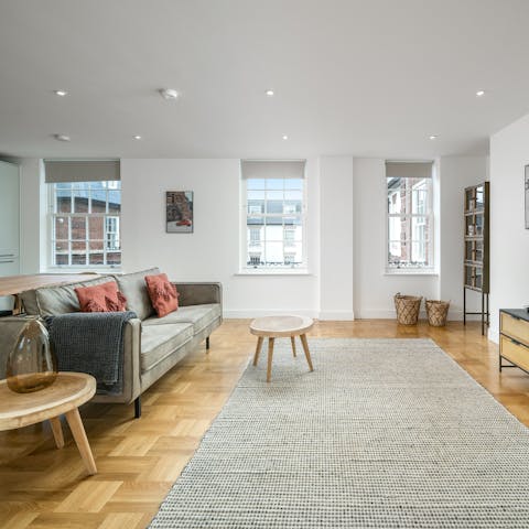 Enjoy a light-filled living room courtesy of three Georgian windows