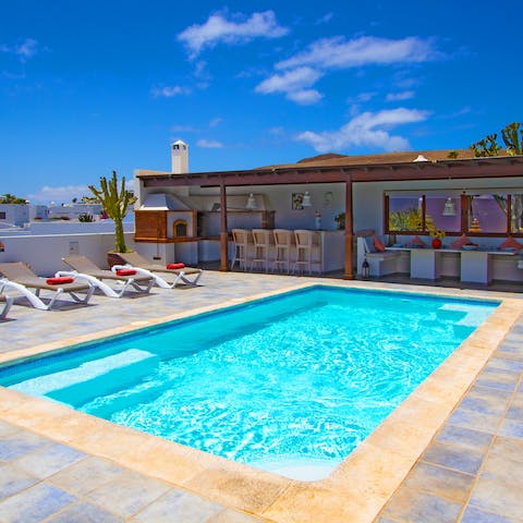 Cool off from the Lanzarote sun in the private pool