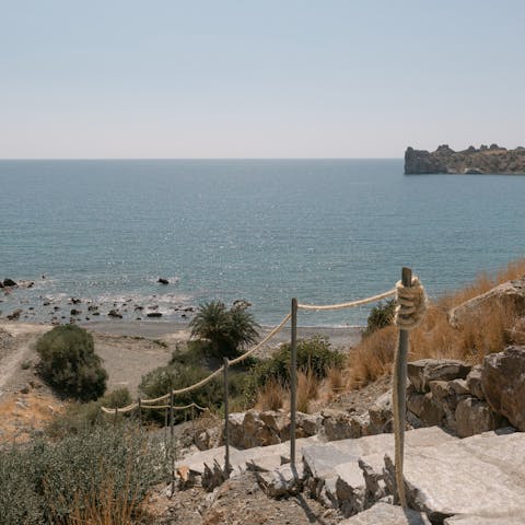 Walk down to one of the beaches of Agios Pavlos, 250 metres away