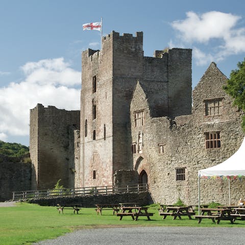 Pay a visit to Ludlow Castle, just over twenty-five minutes away in the car