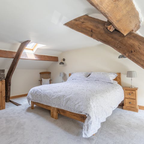 Have sweet dreams under the original wood beams