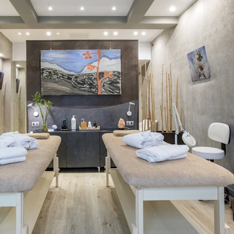 Have a manicure, pedicure, facial or massage in the spa treatment room