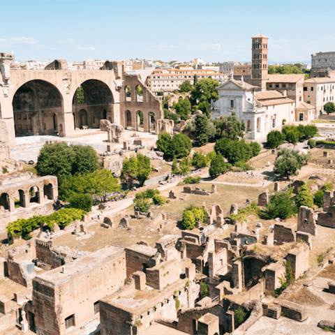 Step back in time at the Roman Forum, a twenty-six-minute stroll from this home
