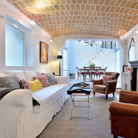 Unwind under the vaulted brick ceilings with a book or Netflix movie