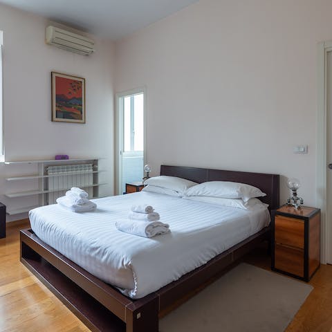 Get a good night's rest in the comfy bed and get ready for another day in the Eternal City 