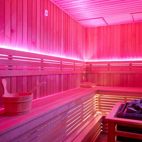 Unwind at the end of the day in the shared sauna and steam room