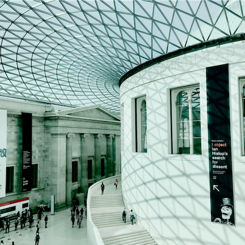 Reach the British Museum in ten minutes by foot and pore over the collection of eight million works