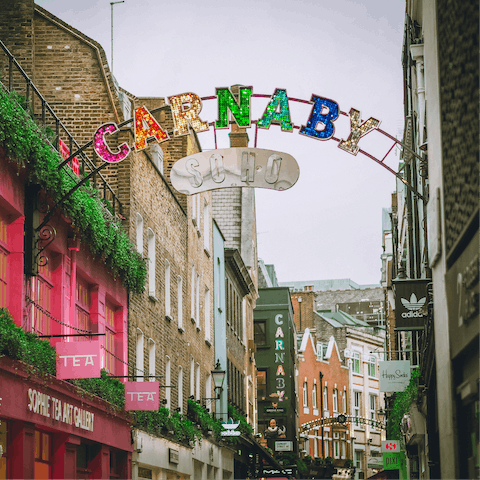 Shop along the iconic Carnaby Street, just a ten-minute walk from your apartment