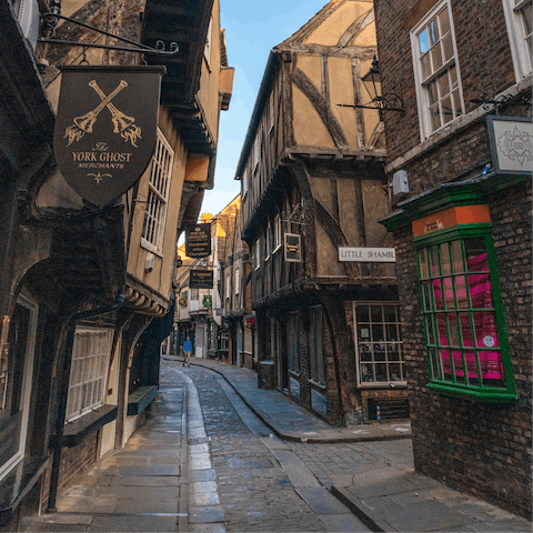 Wander along The Shambles, one of the best-preserved medieval shopping streets in Europe