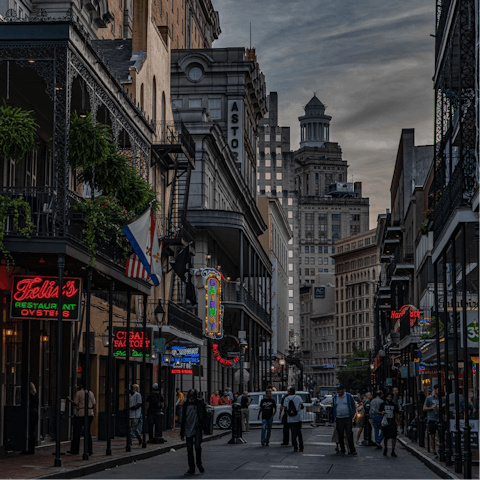 Walk for five minutes and find yourself in the iconic French Quarter