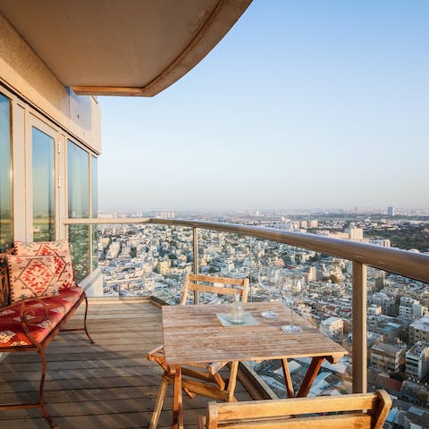 Feel inspired by the expansive city views from the balcony