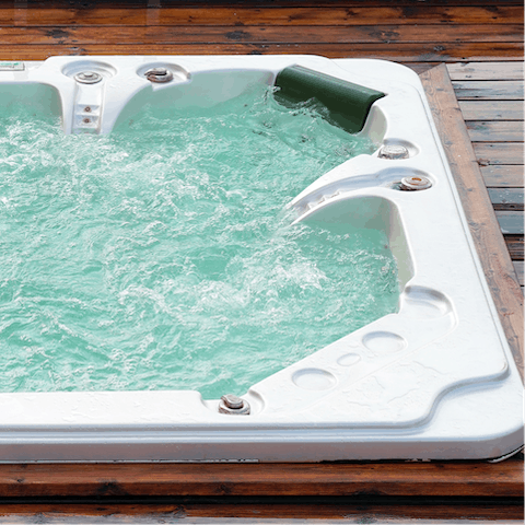 Soak sore muscles in the hot tub after a day kayaking or hiking