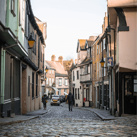 Wander around the city of Norwich, a twenty-minute drive away
