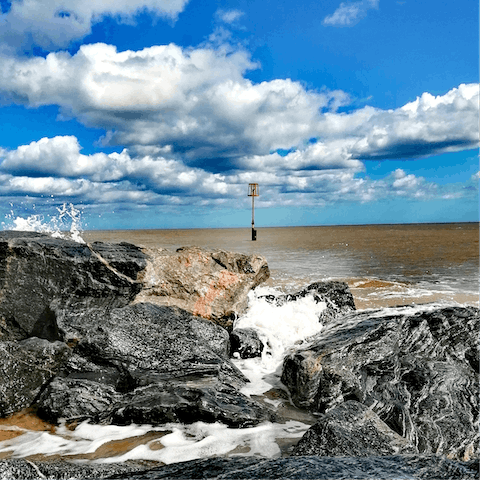 Stroll along the sands of Caister-on-Sea, reached in twenty minutes by car