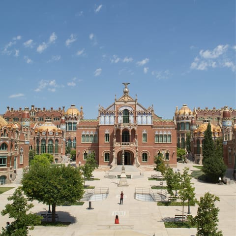 Admire the art and stained glass of Recinte Modernista de Sant Pau – it's twenty-six minutes away on the metro