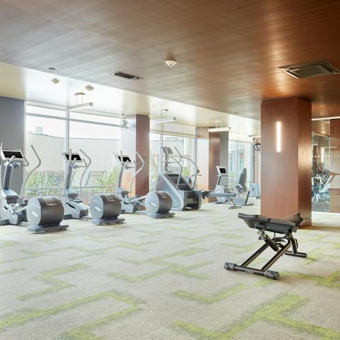 Head to the on-site fitness centre for an active start to the day