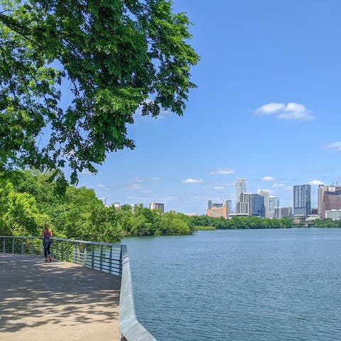 Stroll along the Colorado River in Butler Metro Park, a five-minute walk away