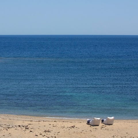 Walk down to the beach at Tigani in just minutes from your door