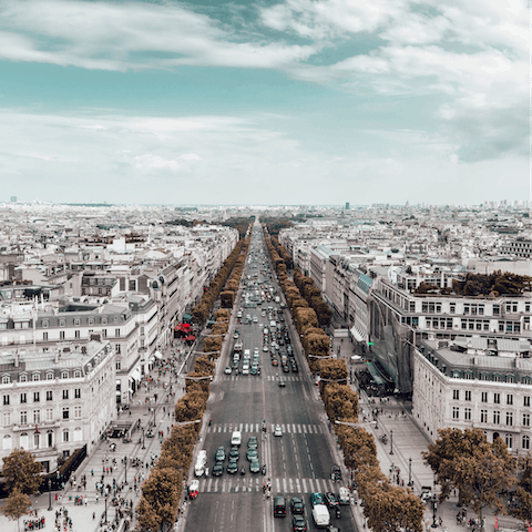 Stay in a quintessential Parisian flat just a three-minute walk away from the Champs-Élysées
