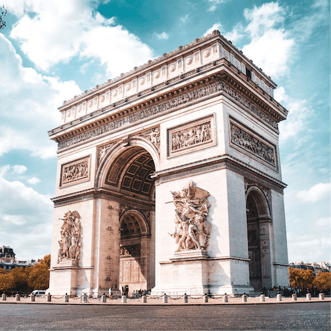 Visit the Arc de Triomphe, only a five-minute walk away 