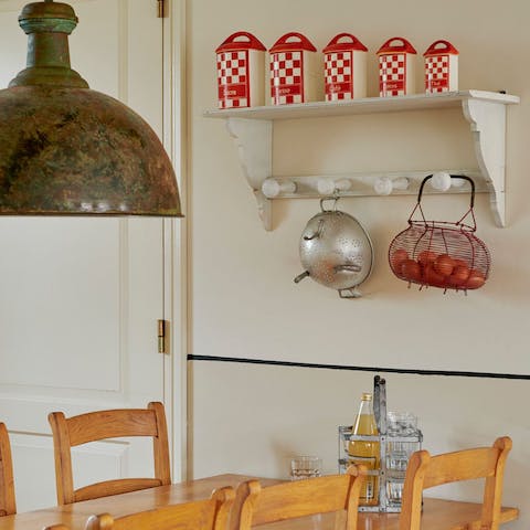 Enjoy a delicious breakfast and coffee in the charming kitchen each morning