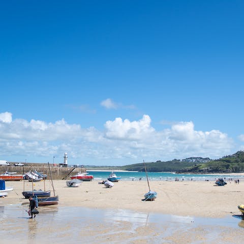 Walk just two minutes to reach the soft-sanded beaches of St Ives