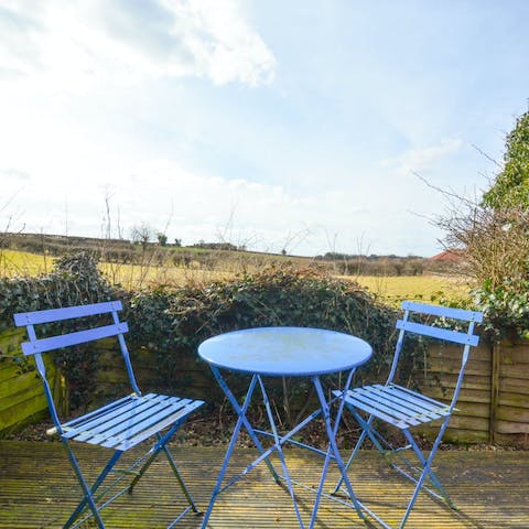 Relax in the garden while gazing out at peaceful countryside