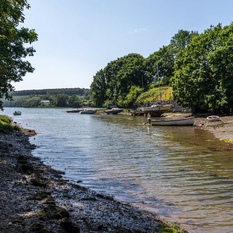 Launch kayaks and canoes from the secluded estuary,  just a two-minute walk away 