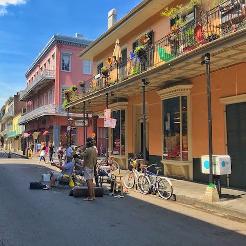Stroll around the historic French Quarter, admiring the colourful buildings and visiting cute coffee shops – less than a ten-minute drive away