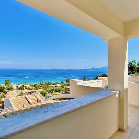 Soak up the dazzling views of the Ionian Sea from the bedroom terrace with morning coffees