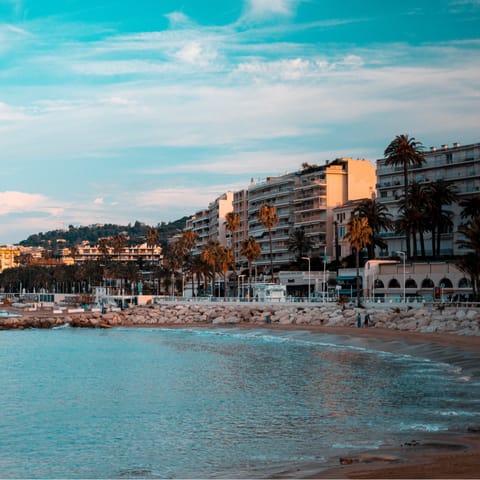 Soak up the sunshine on the glamorous Croisette Beach, a short walk away