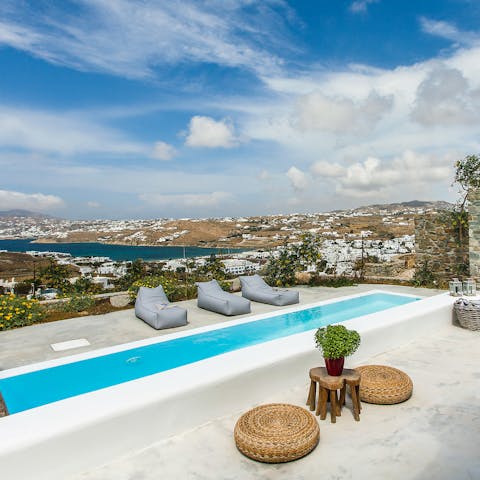 Enjoy beautiful views across the coast from the swimming pool