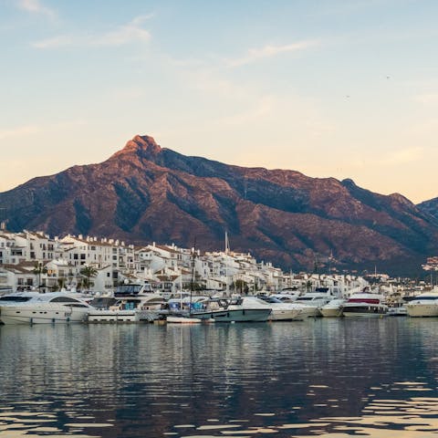 Enjoy seafront strolls along the glamorous shoreline of Marbella