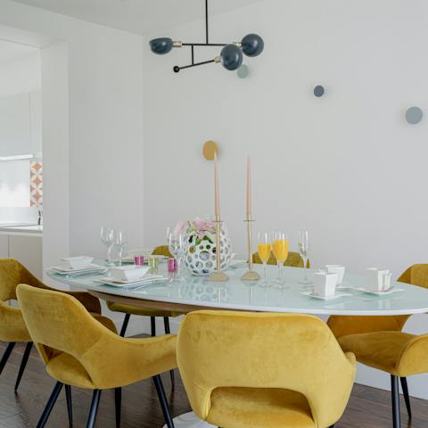 Host a chic dinner party at the dining table