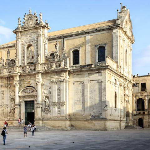 Head into the elegant baroque town of Lecce, just a five-kilometre drive away