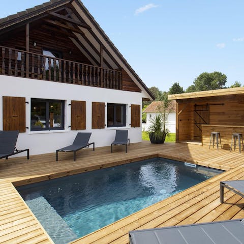 Plunge into the swimming pool for a refreshing dip on hot days