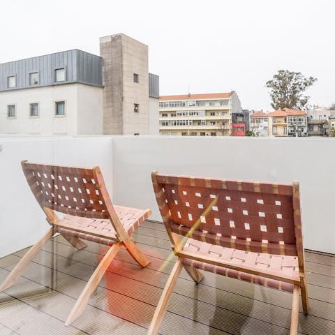 Enjoy your morning coffee on the private balcony