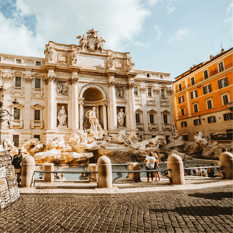 Explore Rome's many attractions from your spot near Piazza Navona – the Trevi Fountain is a fifteen-minute walk