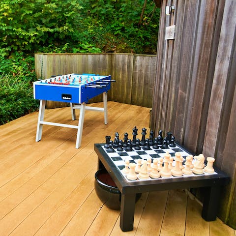 Amuse the kids with endless games of table football or get competitive at chess