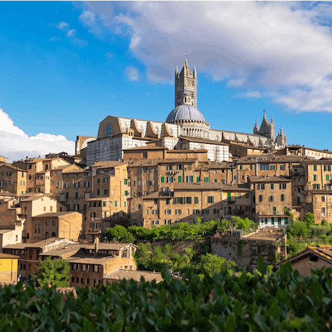 Visit the medieval city of Siena, a twenty-seven minute drive away