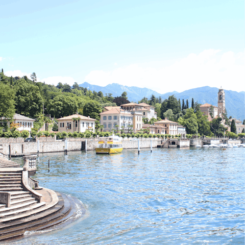 Admire the view at Lake Como, within a fifteen–minute walk away